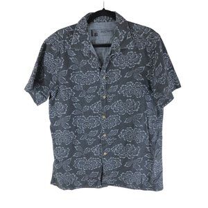 Plectrum by Ben Sherman Mens Hawaiian Aloha Shirt Floral Cotton Gray L
